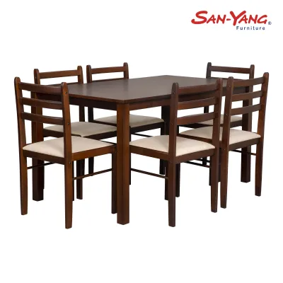 San-Yang Furniture Dining Set 6-Seater Dark Cream Fabric 300327