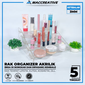 RAK ORGANIZER AKRILIK 3MM - RAK TEMPAT MAKE UP KOSMETIK AKRILIK 5 TINGKAT - RAK TEMPAT LIPSTIK KUTEK DLL