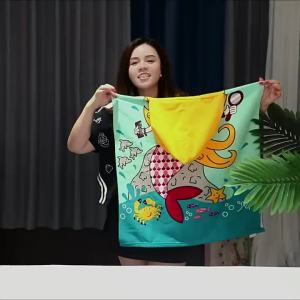 Limited Time Offer Childrens Bath Towel Cape Hooded Baby Bath Towel Absorbent Cartoon Print Beach Bathrobe