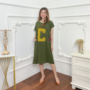 Dress Chelsy Lengan Pendek Motif Kapas Elegan Nonbusui - Ukuran Free Size