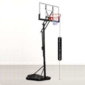 HNZ SPORT Handpull Height Adjustable Portable Basketball Hoop Basketball Stand rim NBA Standard Height 3.05meter