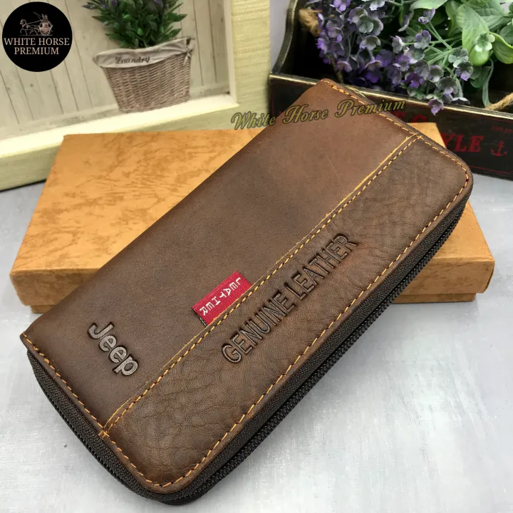 Lee%20Jeep%20Camel%20Long%20Zip%20Leather%20Wallet%20Genuine%20Cow%20Leather%20Purse%20Dompet%20Kulit%20Panjang%20-%20Image%202