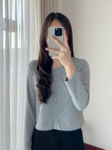 MAJA lima top lengan panjang kancing hidup