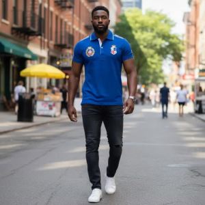 Jeans Fritz Royal Blue Dual Crest Embroidered Polo Shirt For Men Short Sleeve Regular Fit Breathable Casual Summer Top COD Fast Delivery