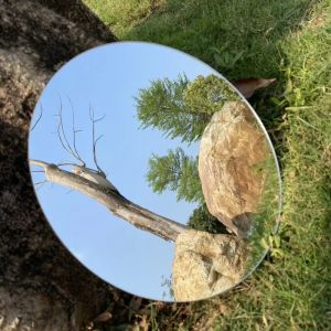 Non Glass 4.6mm Silver Acrylic Round Mirror Safe Tray For Home DecorPhotographic BackgroundWedding Table Candle Centerpiece
