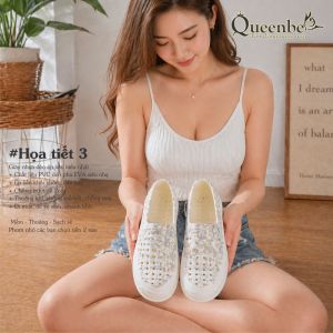 Phom nhỏ tiến 2 size - Giày nhựa dẻo phong cách nhật Queenbe GLG128 đúc liền đế chống va đập chống trượt