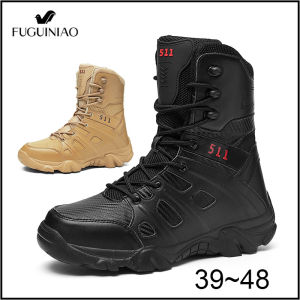 Fuguiniao รองเท้าบูททหารสําหรับผู้ชายรองเท้าบูททหารคอมแบตทะเลทรายกันน้ําส่งฟรี