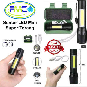 Senter Super Terang Kecil Cas Mini Polisi Swat Police USB Charger Recharger Zoom COB Murah Praktis Mudah Portable