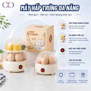 Máy Hấp Luộc Trứng Đa Năng 350W Tự Ngắt Thông Minh Hấp Khoai Bắp Bánh Bao Nhiều Tầng Hấp Trứng Đồ Ăn Dặm Cho Bé