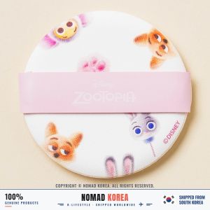 Daiso Korea Disney Zootopia Powder Puff Air Cushion 5.5cm Laser-Perforated Nick Judy Finnick Made in Korea