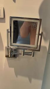 Sacesr Foldable Scalable Makeup Mirrors Double Sided LED Square Bathroom Mirror Luxury Swivel Portable Bathroom Magnifying Mirror T2Y7B