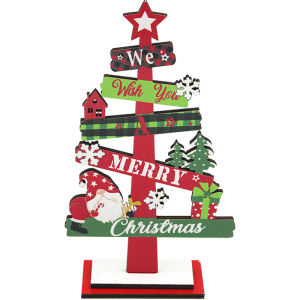 1pcs Desktop Christmas Tree Wooden Ornaments Xmas Wooden Plaques Decorative Ornaments Creative Festival Scene Decoration DIY