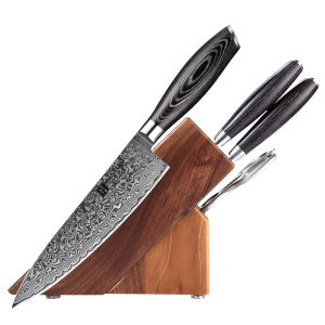 XINZUO B20 67 Layers Damascus Steel 5 Pcs Knives Set / Vegetables knife / Fruits knife / Kitchenware / Kitchen utensils / Kitchen tools / High quality / Slicing knife / Meat knife / Wooden Handle / Pakka wood / Razor sharp / Wedding Gift
