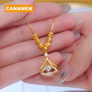 【CANAMEK】 New Fashion Ginkgo Leaf Pendant Necklace For Women Simple Zircon Choker For Women Jewelry Gifts