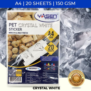 Yasen Sticker Paper Vinyl PET Waterproof 20 Sheets A4 Size 150GSM Stickers Photo White/Metallic Gold & Silver for Labels