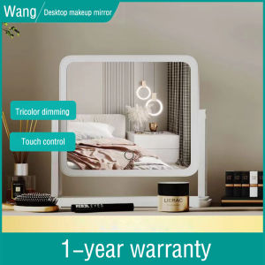 New bathroom led mirror round smart makeup mirror bathroom bedroom dressing table hotel bathroom mirror wall hanging waterproof one-button three-color dimmable bathroom makeup mirror