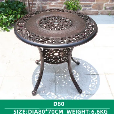 KIMDELIN Garden Bistro Table with Umbrella Hole Outdoor Weatherproof Cast Aluminium Leisure and Durable Patio Furniture Balcony Coffee Corner Round Dining Table