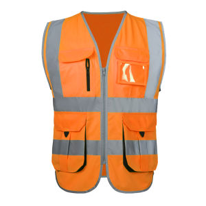 High Visibility Safety Vest Reflective With Pockets And Zipper Hi Vis Yellow Safety Vest For Men Reflective Vest With Reflective Strips