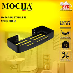 SYK Mocha M494A-BL Single Layer Shelf Stainless Steel Bathroom Wall Mounted Shampoo Rack Rak Bilik Tandas