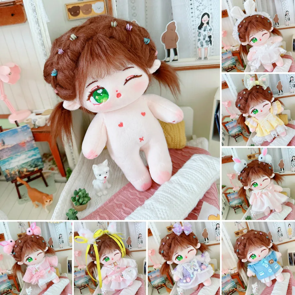 20cm Naked Cotton Doll DIY Hairstyles Big Eyes Cute Wink