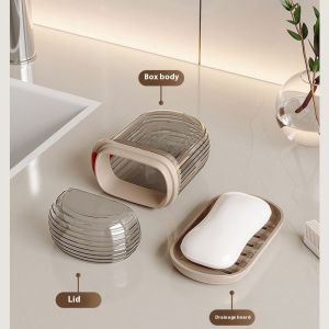 Annies Sphere Travel Portable Soap Box Double Layer Sealed with Lid Drain Soap Box Travel Small Soap Box Mini Light Luxury Household