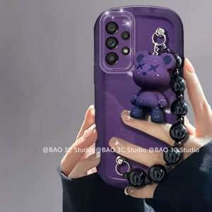 New Casing Samsung Galaxy A04s A13 A23 LTE A33 A53 A73 M33 4G 5G Hot Style Fresh Candy Colour Phone Case Cartoon Fashion 3D Bear Doll Bracelets 2022