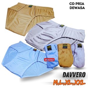Murah 3Pcs Celana Dalam Davvero JUMBO Pria Dewasa/CD Laki Laki Size:MLXLXXL Katun Cowok Remaja