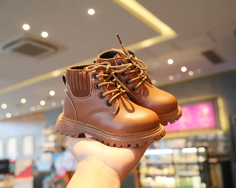 Kids brown leather boots best sale