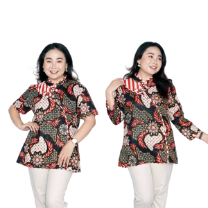 Blouse Big Size Wanita Atasan Batik Jumbo LD 140 Pakaian Atasan Model Blus Jumbo Seragam Kerja Batik / Pakaian Kekinian L-XL-2L-3L-4L-5L-6L-7L / Blus Kantor Wanita