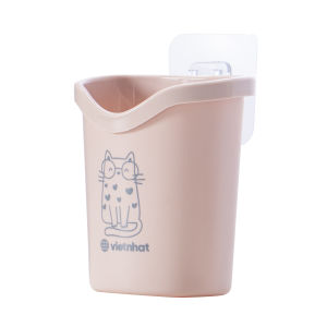 Ly cốc dán tường nhà tắm tiện ích nhựa VIỆT NHẬT 10x7.5x11cm - Đựng bàn chải kem đánh răng - Chính hãng 6370