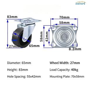 [SG Seller]Versatile Furniture Castor Wheels Swivel Fixed With ke Plate Mount Threaded Stem Heavy‑Duty Caster