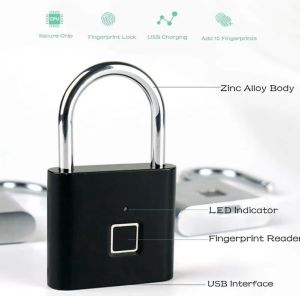 Waterproof Smart Fingerprint Lock USB Rechargeable Thumbprint Padlock Anti-theft Electric Mini Lock For Luggage Case