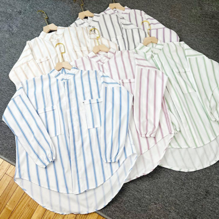 Kemeja Lengan Panjang Rihana Light Blue
