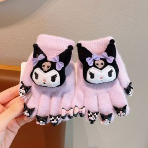 Găng tay mùa đông hoạt hình dễ thương cho trẻ em với thiết kế nhân vật sang trọng găng tay hở ngón dệt kim ấm cho các hoạt động ngoài trời