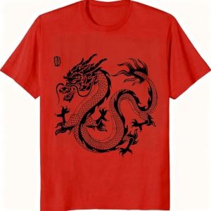 [Local Stock] VCC Vintage Style Chinese Dragon Graphic Printed T-Shirt Summer Cotton Short Sleeve O-neck Breathe Comfort Man Women Clothing