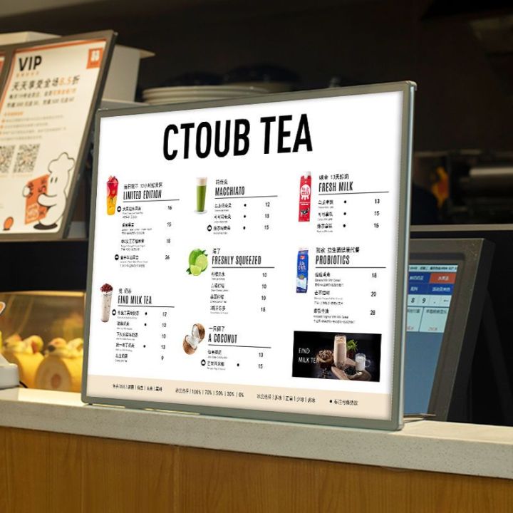Milk tea shop luminous menu display card led light box billboard bar ...