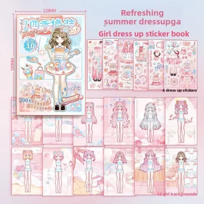 CuddleCove Girls DIY Dress Up Sticker Book Princess Makeup Cartoon Sticker Handmade Toy Quiet Book