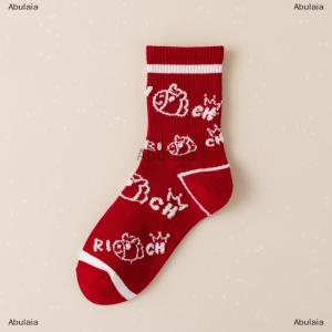 [COD] Abulaia 1Pair 2026 Year Of The Horse Red Socks Autumn Winter Warm Mid-Tube Socks Cartoon Pony Socks New Year Party Gifts