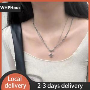 [COD] WHPHous Ship within 24 hours Fashion Double Layer Stars Bone Pendant Necklace Girls Punk Hip Hop Korean Style Necklace For Women Retro Trendy Jewelry Gifts