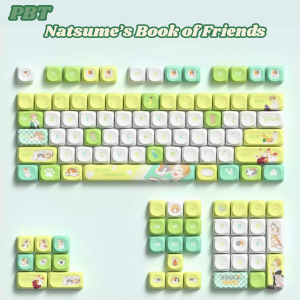 FANTASY T MALL High Quality Cute Natsume’s Book Of Friends Keycap Set 112 Keys MCA Profile Premium PBT Dye Sublimation Thick Keycaps Smooth Surface Wear Resistant MX Compatible DIY Gaming Mechanical Keyboard