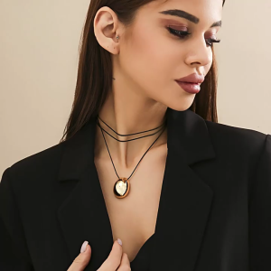 Hợp thời trang trứng Vòng cổ nữ mặt dây chuyền Vòng cổ có thể điều chỉnh sáp dây choker hình học Vòng cổ sử dụng thường nhật Choker phụ kiện