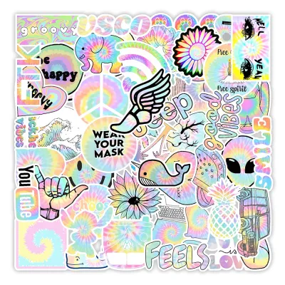 Set 50 Sticker chống nước - Hình Dán Sticker Cắt Sẵn Trang Trí Bình Nước Mũ Bảo Hiểm Điện Thoại Laptop Vali