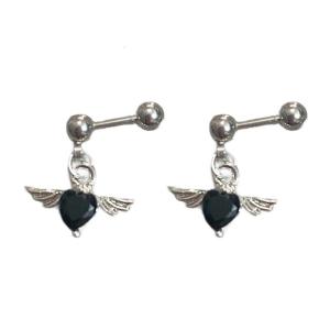 Tông Bạc Thép Không Gỉ Thiên Thần Trái Tim những chiếc Khuyên tai Thời Trang Tai Phụ Kiện Hoàn Hảo Cho Hàng Ngày Trang Phục