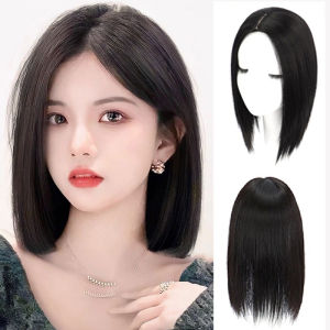 Hair Topper Wigs Hairpiece Straight Clip-In Topper Hair Piece Natural Hair Coverage Straight Hair