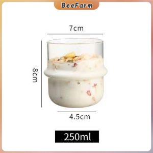 BF. 250ml Oat Cup Breakfast Glass Cup Transparent Milk Cup Fruit Salad Bowls