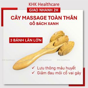 Cây lăn massage đa năng 3 bánh gai gỗ bách xanh thư giãn cơ thể giảm đau nhức hiệu quả