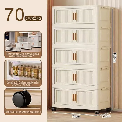 [SIÊU LỚN] Tủ Nhựa Đựng Đồ Gấp Gọn Rộng Đa NăngĐựng Đồ Đa Năng Thông MinhBánh Xe 360 Di Chuyển Tiện LợiNhựa PP