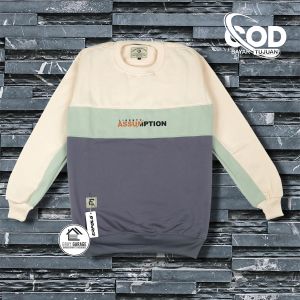 Crewneck Distro Tebal Pria Wanita Kombinasi 3 warna Sage Cream Denim Lucu List Assumption Terbaru Viral Keren 2024 Bahan Fleece Katun Tebal Premium Size M L XL Brand Lokal Bandung