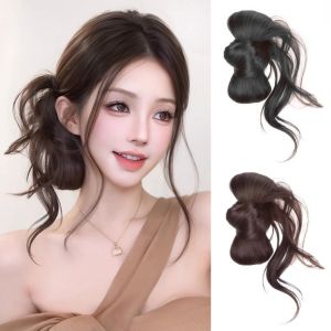 SUTONGXUE Kẹp móng vuốt Tóc giả búi lộn xộn Búi tóc xoăn Tổng hợp Phần tóc giả Phụ kiện tóc Tự nhiên Tóc giả đầu bóng nơ Phụ nữ
