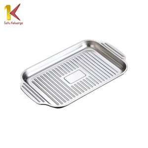 Satu Keluarga Panci Stainless Steel C1213 Wadah Makanan Panggangan Ikan Persegi Tahan Panas
